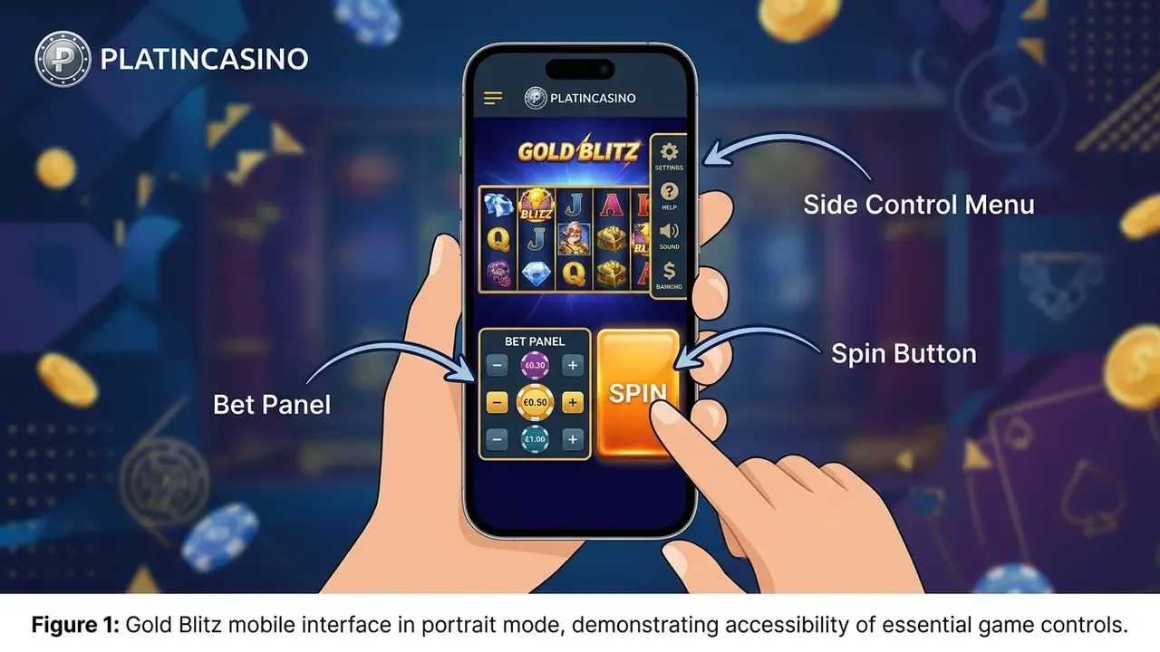 Gold Blitz mobile interface in portrait mode