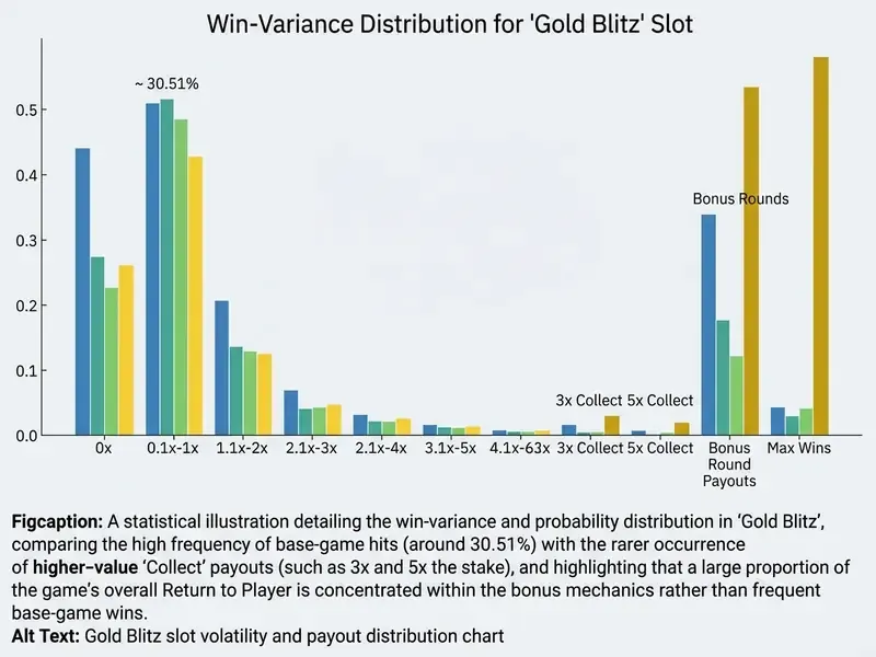 Gold Blitz slot volatility and payout distribution chart